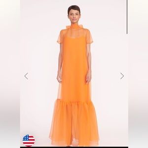 STAUD Orange Sheer Maxi Dress